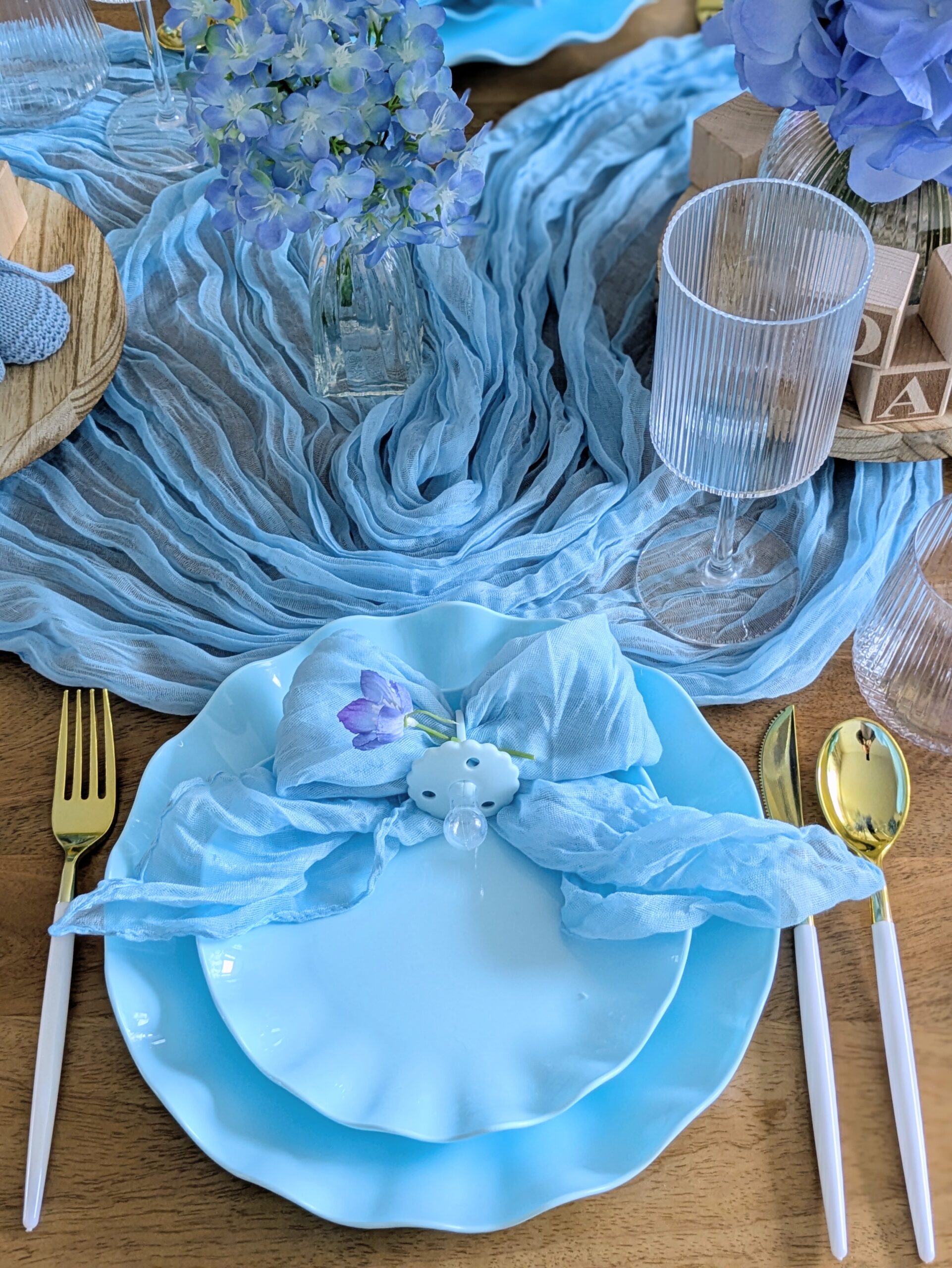 baby blue place setting
